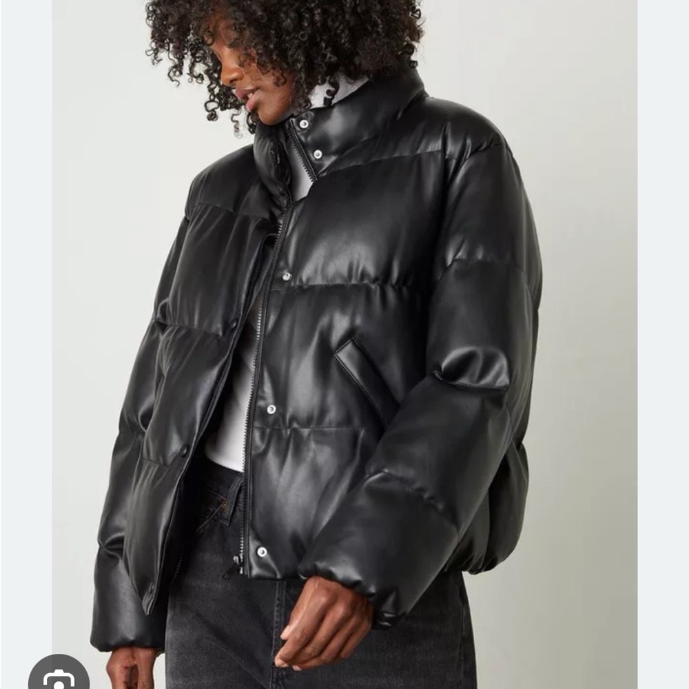 Velvet by Graham and Spencer Ally Black faux Leather Puffer Jacket